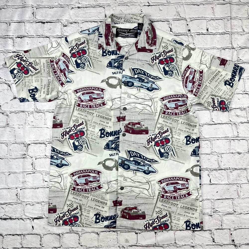 Newport Blue | Daytona Print Short Sleeve Shirt Mens S